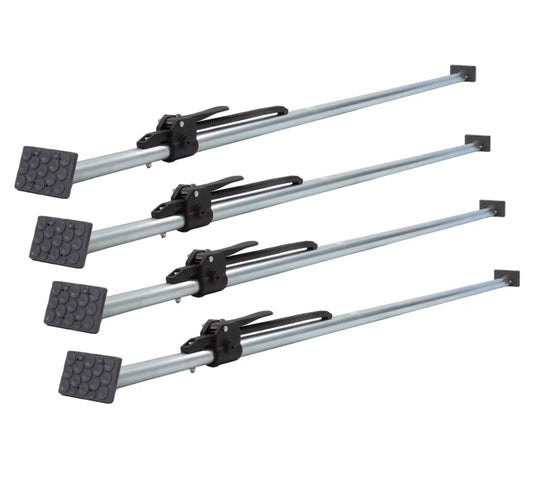 (4 - Pack) 89.75" to 104.5" Inches Long Steel Adjustable Load Lock Bar for Cargo Tie-Down in Enclosed Trucks and Semi Trailers with 2" - 4" Pads